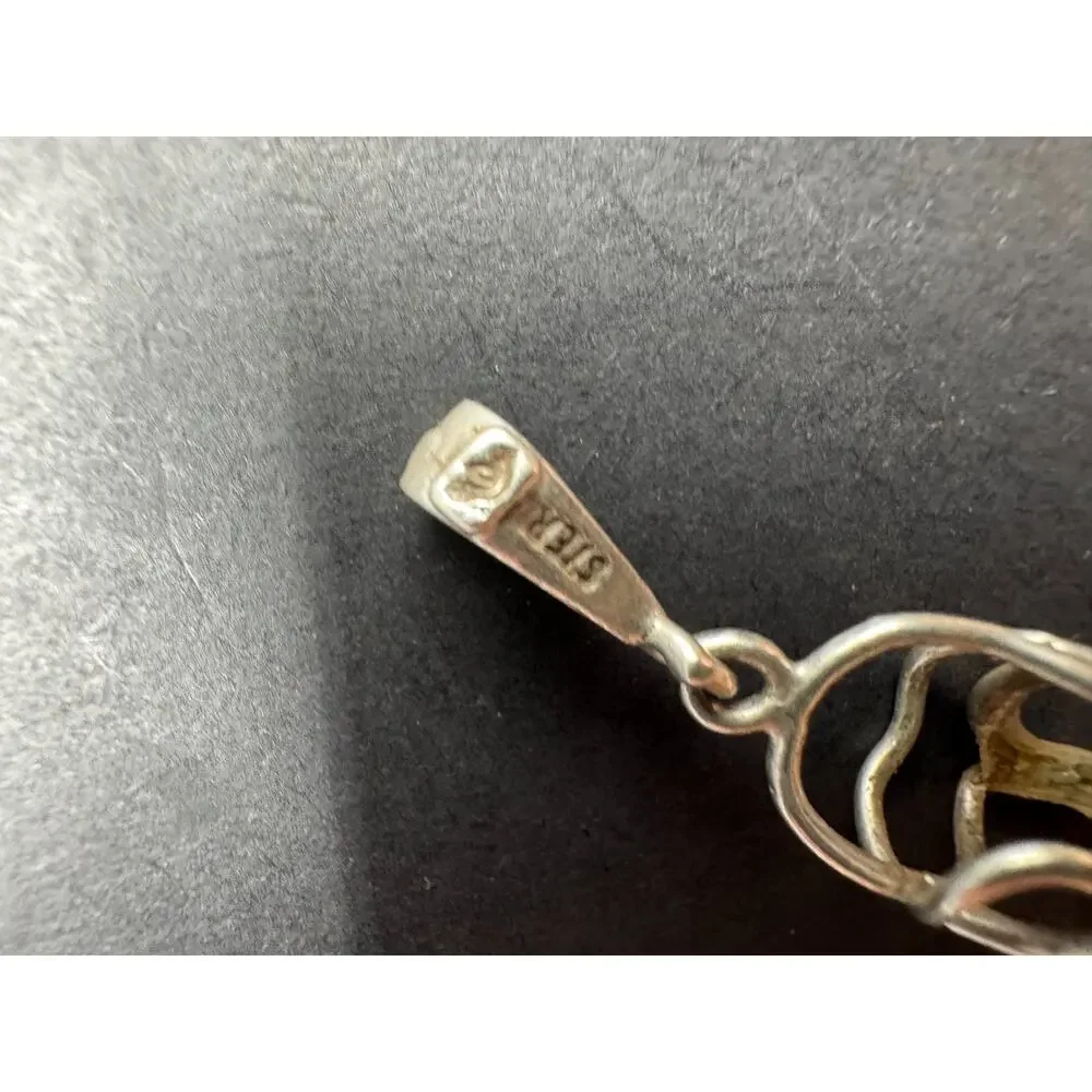 Vintage Signed Sterling Silver 925 Abstract Modernist Charm Pendant 0.43